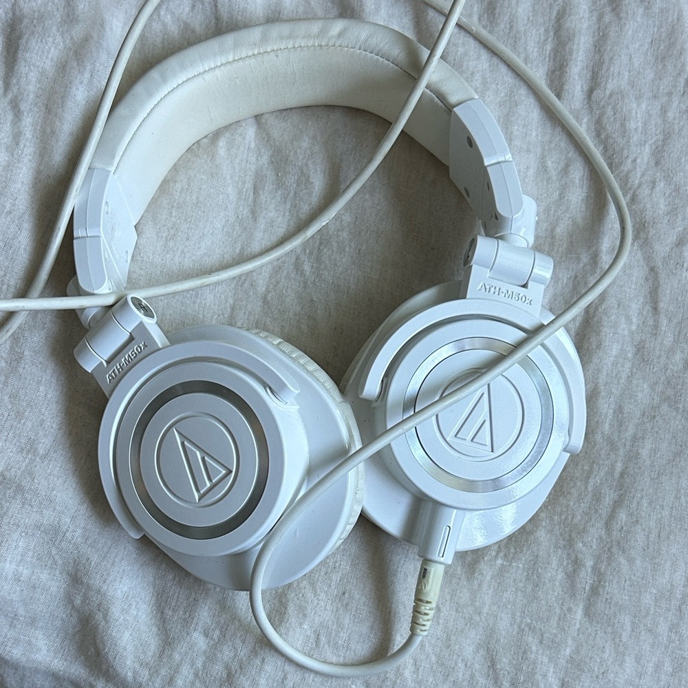 Audio Technica ATH-M50x Over-Ear Headphones - White and Silver